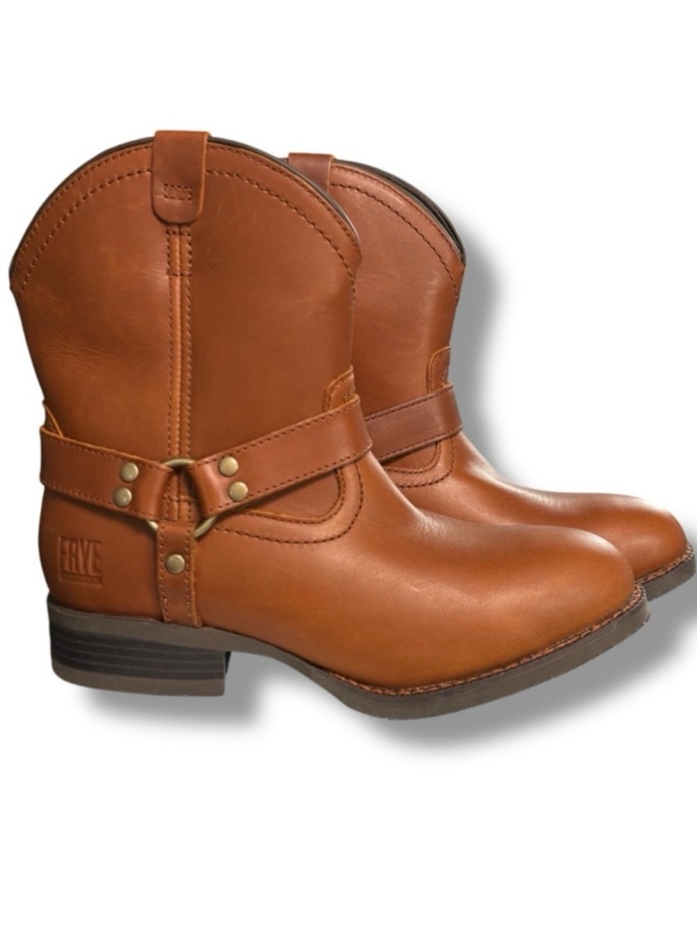 Frye Brown Harness Leather Safety Rated Western Moto Boots Size 7 NWOT